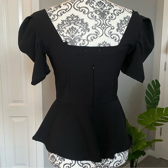 Black Puff Sleeve Top - Picture 3 of 3